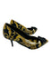 Versace Shoe Size 37.5 Yellow & Black Leather Abstract Medusa Pointed Toe Pumps Yellow & Black / 37.5