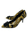 Versace Shoe Size 37.5 Yellow & Black Leather Abstract Medusa Pointed Toe Pumps Yellow & Black / 37.5