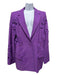 Oscar De La Renta Size 12 Purple Virgin Wool Blend One Button Floral Lace Jacket Purple / 12