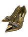 Dolce & Gabbana Shoe Size 37 Gold Patent Leather Mesh Rhinestone Bow Pumps Gold / 37