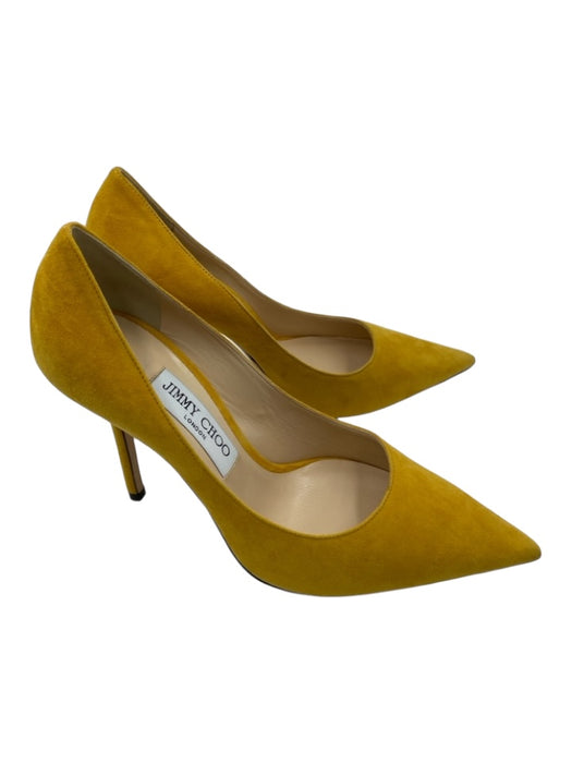 Jimmy Choo Shoe Size 37.5 Mustard Yellow Suede Pointed Toe Heel Pumps Mustard Yellow / 37.5
