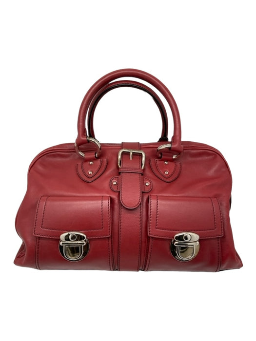 Marc Jacobs Red Leather Silver Hardware Buckle Top Handle Bag Red / Medium