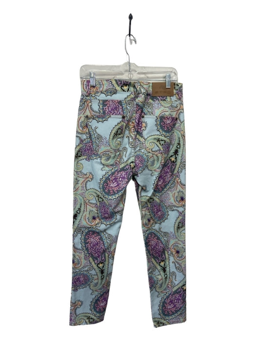 Etro Size 30 Aqua & Multi Cotton Blend Paisley Skinny Jeans Aqua & Multi / 30