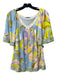 Emilio Pucci Size 8 Blue, Yellow, Pink Viscose Blend Abstract Half Sleeve Top Blue, Yellow, Pink / 8