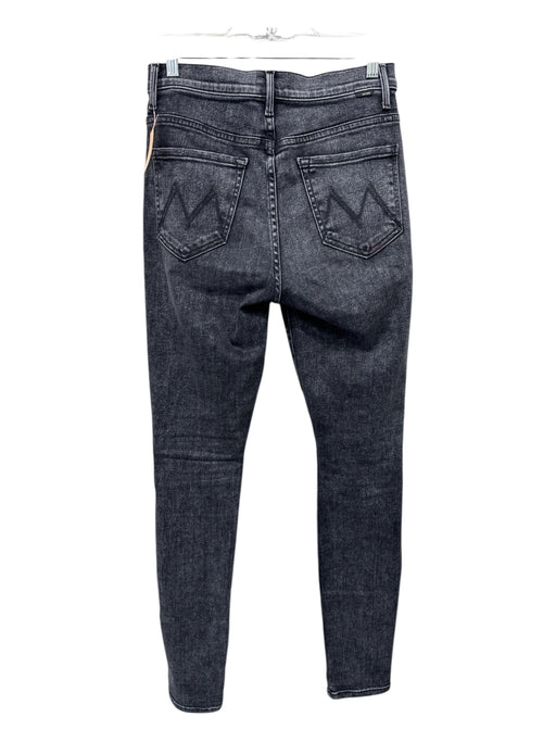 Mother Size 27 Black Wash Cotton Blend Zip & Button High Waist Faded Jeans Black Wash / 27