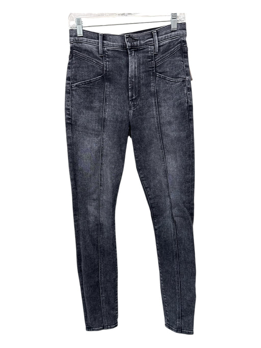 Mother Size 27 Black Wash Cotton Blend Zip & Button High Waist Faded Jeans Black Wash / 27