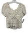 Free People Size S Cream Rayon Blend V Neck Lace Cap Sleeve Swiss Dot Top Cream / S