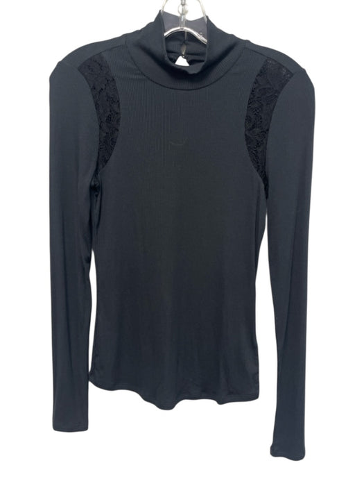 Paige Size S Black Model Blend Keyhole Back Lace design Ribbed Long Sleeve Top Black / S