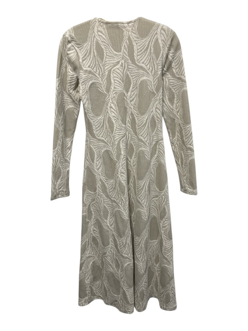 Zara Size S Beige Poly Blend Jacquard V Neck Long Sleeve Maxi Dress Beige / S