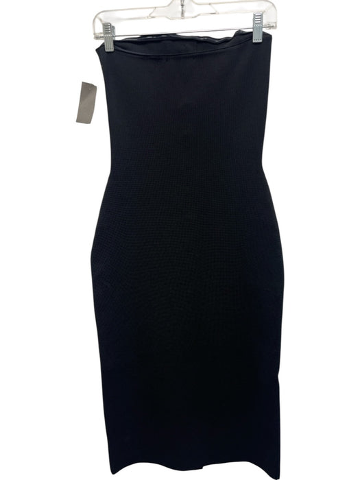 MNG by Mango Size 4 Black Midi Bandeau Button Detail Sleeveless Dress Black / 4