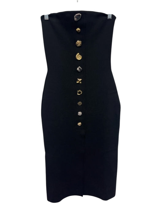 MNG by Mango Size 4 Black Midi Bandeau Button Detail Sleeveless Dress Black / 4