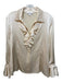 St. John Size 6 Cream Silk Button Up Ruffle Top Cream / 6