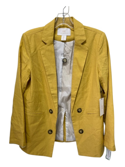 Halston Size S Golden Yellow Linen & Viscose Double Breast Blazer Jacket Golden Yellow / S