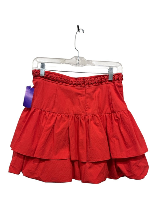 Rhode Size S Bright Orange Cotton Blend balloon Zip Back Ruffle Tiered Skirt Bright Orange / S