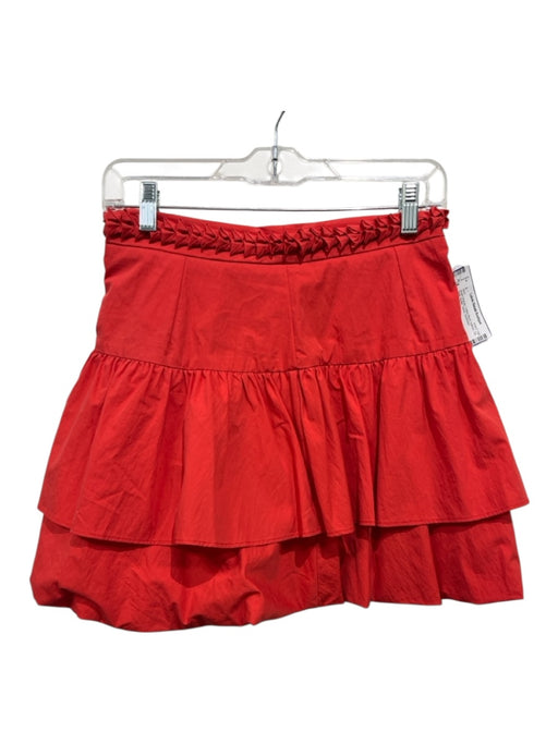 Rhode Size S Bright Orange Cotton Blend balloon Zip Back Ruffle Tiered Skirt Bright Orange / S