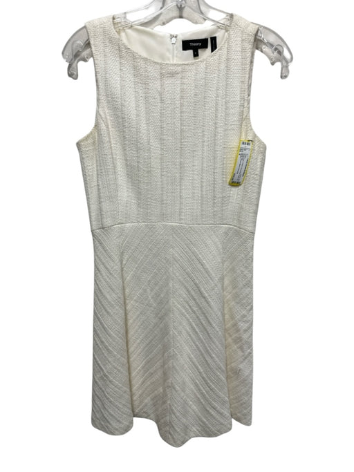 Theory Size 6 Ivory Cotton Sleeveless Back Zip Dress Ivory / 6