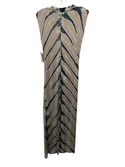 YFB Size XS Gray, Blue & White Viscose Abstract Print Tie Dye Cap Sleeve Dress Gray, Blue & White / XS