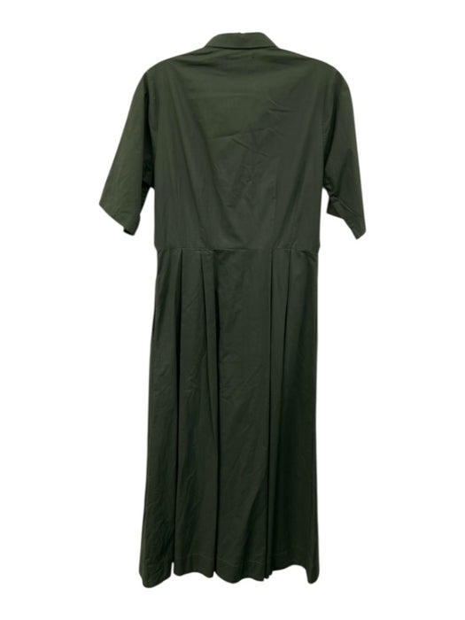 Trovata Birds of Paradis Size S Dark Green Cotton Short Sleeve Collar Dress Dark Green / S