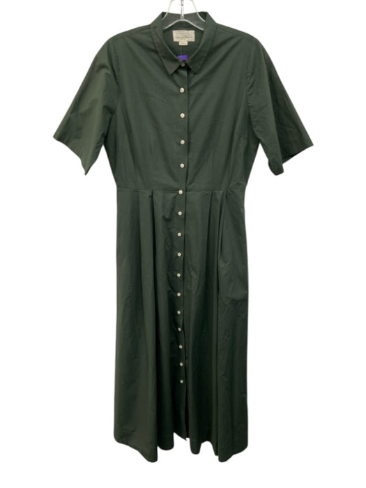 Trovata Birds of Paradis Size S Dark Green Cotton Short Sleeve Collar Dress Dark Green / S
