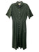 Trovata Birds of Paradis Size S Dark Green Cotton Short Sleeve Collar Dress Dark Green / S