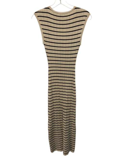 Z Supply Size S Cream Beige & Black Rayon & Polyester Rib Knit Striped Dress Cream Beige & Black / S
