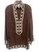 Tory Burch Size 2 Brown & White Linen Long Sleeve Embroidered Tunic Style Dress Brown & White / 2
