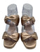 Aquazzura Shoe Size 39.5 Gold Leather Upper Twist Double Strap Cork Base Wedges Gold / 39.5