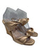 Aquazzura Shoe Size 39.5 Gold Leather Upper Twist Double Strap Cork Base Wedges Gold / 39.5