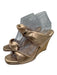 Aquazzura Shoe Size 39.5 Gold Leather Upper Twist Double Strap Cork Base Wedges Gold / 39.5