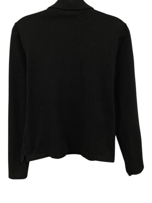 Lacoste Size 40 / M Black Cotton Blend Pique Logo Patch Long Sleeve Polo Top Black / 40 / M