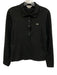 Lacoste Size 40 / M Black Cotton Blend Pique Logo Patch Long Sleeve Polo Top Black / 40 / M