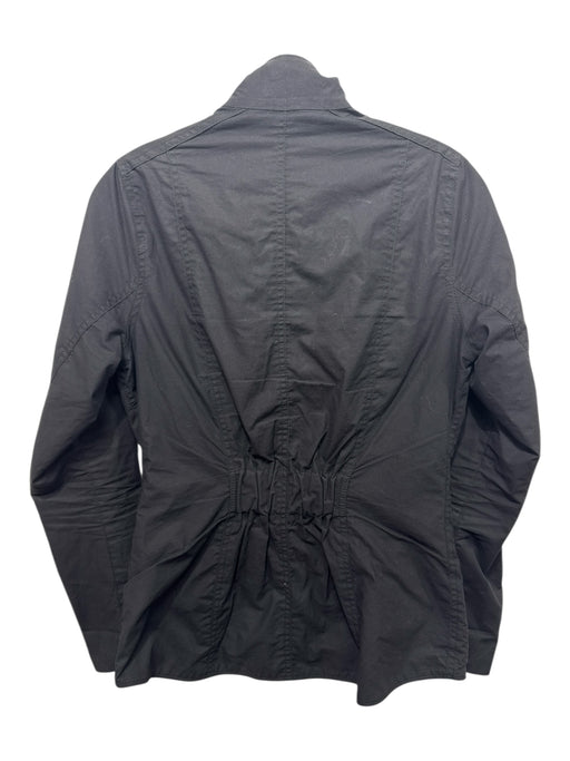 Barbour Size 6 Black Waxed Coat Zip & Button Long Sleeve Jacket Black / 6