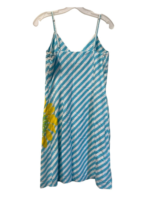 Lily Pulitzer Size 10 Blue & White Cotton Stripe Floral Spaghetti Strap Dress Blue & White / 10