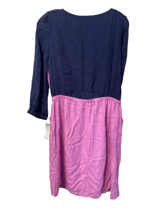 Lily Pulitzer Size 4 Navy & Purple Rayon Front Zip Waist tie Long Sleeve Dress Navy & Purple / 4