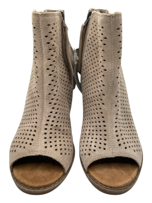 Toms Shoe Size 7 Taupe Suede Laser Cut Diamante Peep Toe Booties Taupe / 7