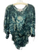 Fifteen Twenty Size XS Teal Blue & White Silk Abstract Print Semi Sheer Top Teal Blue & White / XS