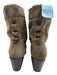 Frye Shoe Size 4 Gray Beige Leather Stacked Heel Round Toe Boots Gray Beige / 4