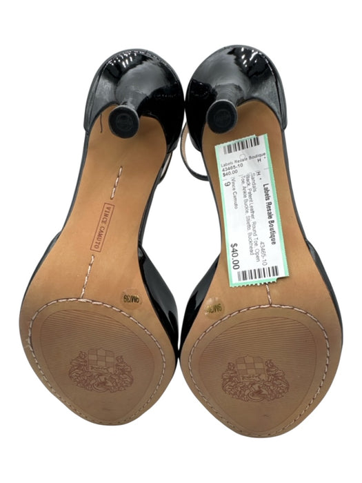 Vince Camuto Shoe Size 9 Black Patent Leather Round Toe Open Toe Sandals Black / 9