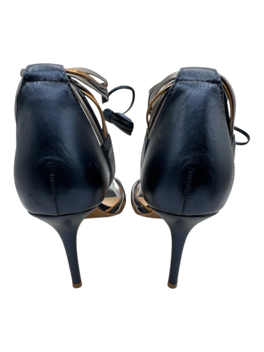 Vince Camuto Shoe Size 9 Navy, Silver & Gold Leather Round Toe Strappy Sandals Navy, Silver & Gold / 9
