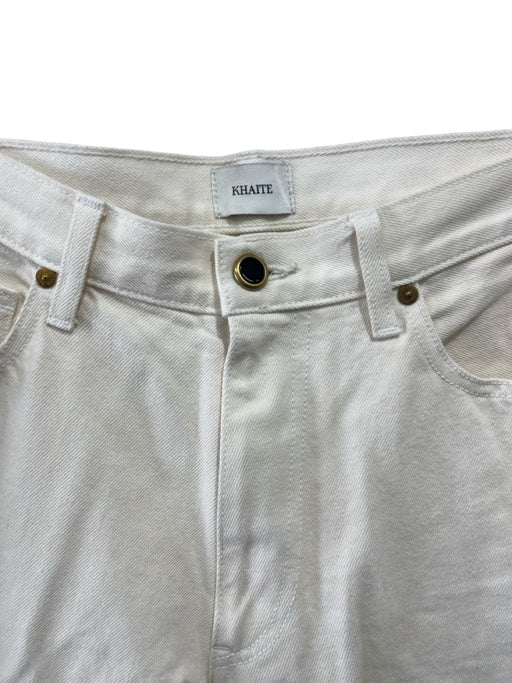 Khaite Size 26 Off White Cotton Mid Rise Straight Solid Jeans Off White / 26