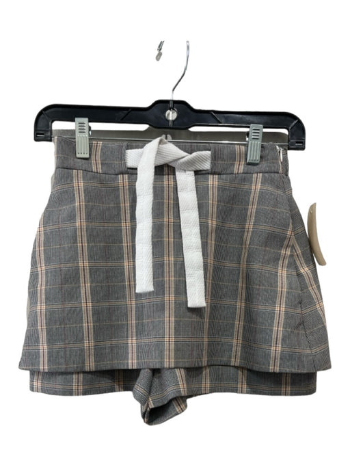 Maje Size 36/Small Gray, Yellow, Red Polyester Plaid Drawstring Skort Skirt Gray, Yellow, Red / 36/Small