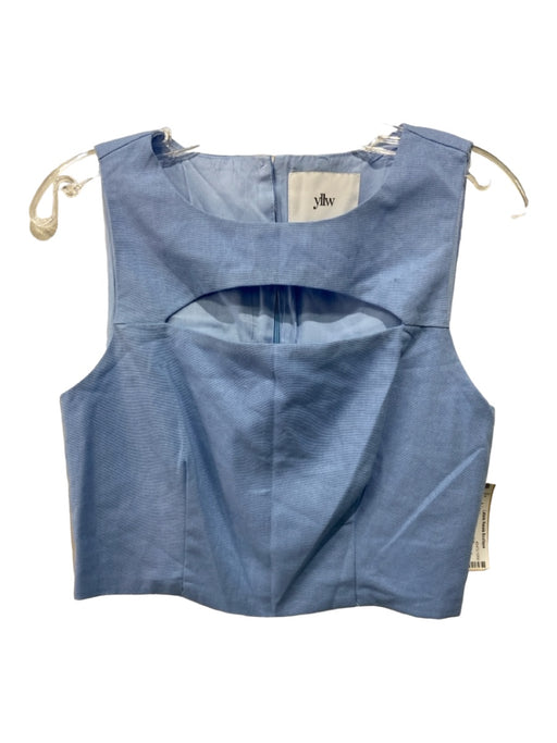 yllw the label Size S Baby Blue Polyester Cut Outs Sleeveless Back Zip Crop Top Baby Blue / S