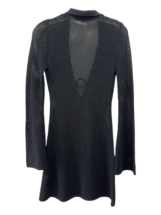 Devon Windsor Size XS Black Acrylic Blend Long Sleeve Open Knit Dress Black / XS