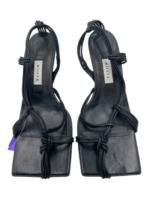 Miista Shoe Size 39 Black Leather Square Toe Sandals Black / 39