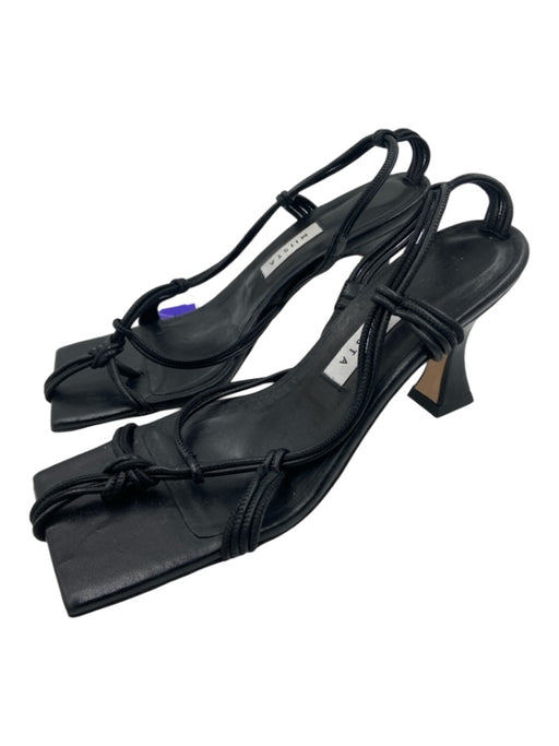 Miista Shoe Size 39 Black Leather Square Toe Sandals Black / 39