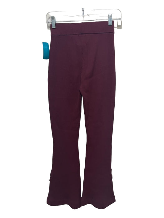 yllw Size Small Plum Burgundy Brown Viscose & Nylon Blend Ribbed High Rise Pants Plum Burgundy Brown / Small