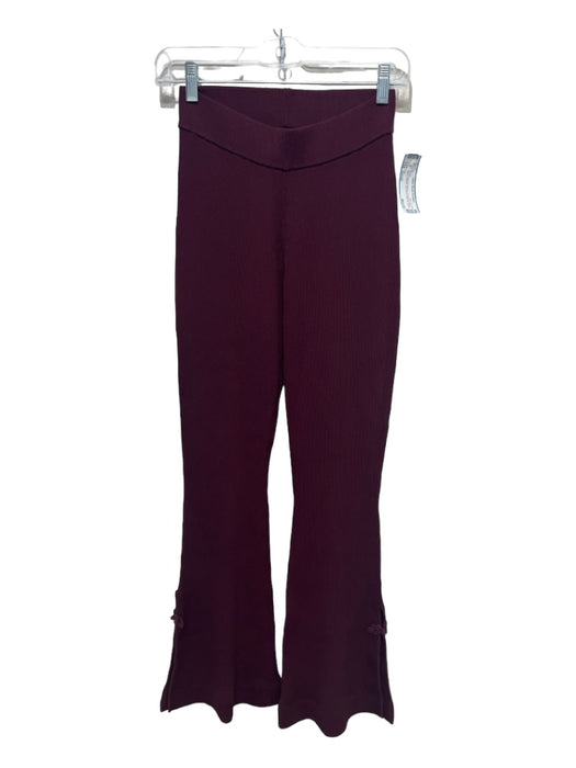 yllw Size Small Plum Burgundy Brown Viscose & Nylon Blend Ribbed High Rise Pants Plum Burgundy Brown / Small