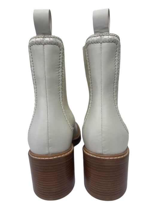 Chloe Shoe Size 39.5 Cream & Brown Leather Stacked Block Heel Chelsea Booties Cream & Brown / 39.5