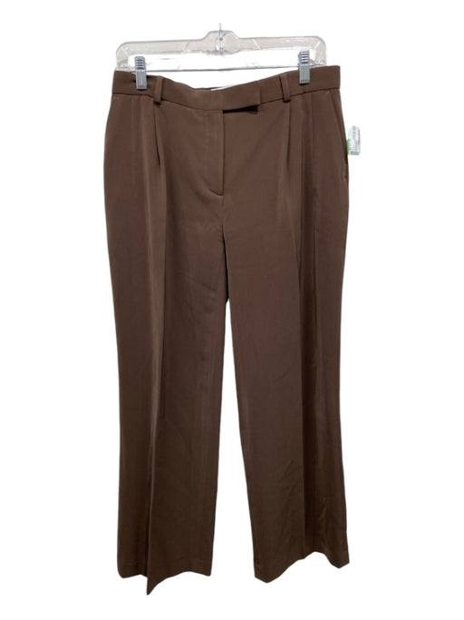 Aya Muse Size M Brown Polyester Zip Fly Pleated Pockets Trouser Pants Brown / M