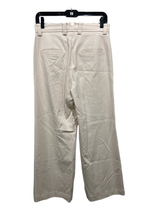 Riani Size 6 Cream Cotton & Viscose Blend Pockets zip fly Wide Leg Trouser Pants Cream / 6